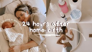 24 hours after home birth  postpartum recovery  a full day with a newborn [upl. by Walling]