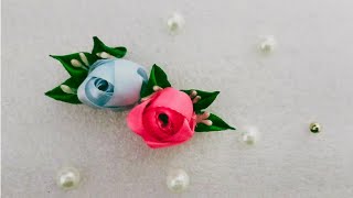 DIY Amazing rose flower using satin ribbondiycraftysewing [upl. by Aicena]