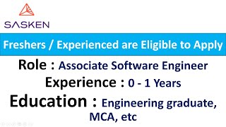 Sasken Hiring Associate Software Engineer  Freshers  Experienced are Eligible to Apply [upl. by Ahsiekar]