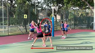 Netball Obstruction Defenders stay out of the 3 feet 09m limit [upl. by Annait]