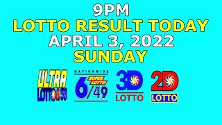 OLD 9pm Lotto Result Today April 3 2022 Sunday [upl. by Atikal]