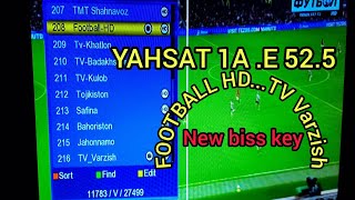 YaHsat 1A E 525 ku band football HD tv Virzish new biss key update [upl. by Enialed]