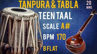 A Scale Tanpura  Bpm 170  Tabla Teental  Best for Vocal amp Tabla Practice [upl. by Philana]