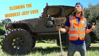 Cleaning the Muddiest Jeep  Dirtiest Mud Covered Off Road [upl. by Akierdna]