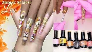 ♌︎ Zodiac Series Leo Nail Design  Builder Gel Nails Tutorial  LGNPro [upl. by Bandler]