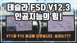 테슬라 FSD V123 드디어 업데이트 V11과 V12로 같은 목적지 찍어 비교해보았습니다 역시 인공지능 대단 [upl. by Acino]