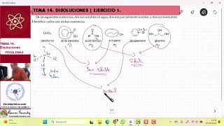 TEMA 14 DISOLUCIONES  EJERCICIO 1 ORDENAR SEGÚN SOLUBILIDAD EN AGUA LAS SUSTANCIAS [upl. by Ydnew]