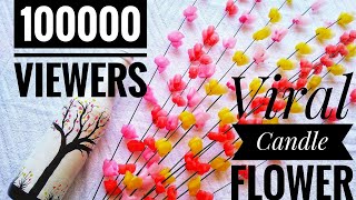 DIY  CANDLE WAX FLOWERS  Wax Flower  Easy Candle Flower Making  hazs world [upl. by Eddina]