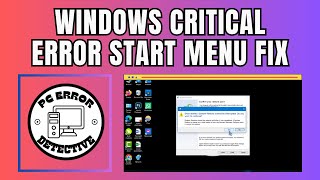 How to Fix Critical Error Start Menu Windows 10 [upl. by Channa]