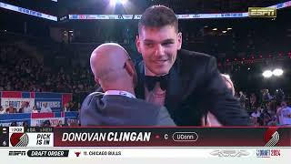 Trail Blazers Select Donovan Clingan  2024 NBA Draft [upl. by Ecnerret]