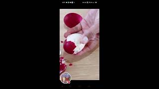 Peeling slicing red eggs and 🍅 [upl. by Johnath]