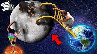 GTA 5  Franklin amp Shinchan Found New Secret Stairway To Moon And Space In GTA 5 [upl. by Brendis]