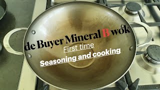 De Buyer Mineral B Wok Seasoning and cooking 드부이에 미네랄 B 시즈닝 de buyer pan inbranden [upl. by Relyat425]