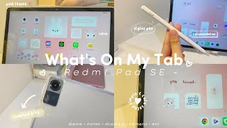 What’s On My Tab 💭  Redmi Pad SE🌷 Simple amp cute setup gaming drawing note etc 🎨🎀  Indonesia [upl. by Araem695]