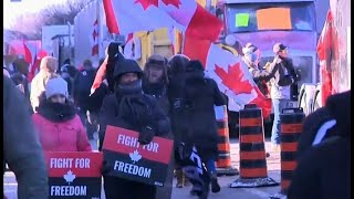 Thousands of truckers and supporters headed to Ottawa to protest against government mandates [upl. by Anitsrihc]