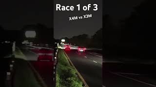 BMW X3M vs BMW X4M automobile racing race car bmw streetracing bmwm3competition dragracing [upl. by Eilrak]