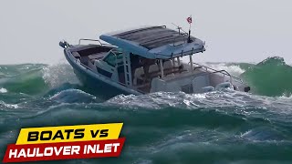 AXOPAR BOAT BURIED IN WAVES AT HAULOVER   Boats vs Haulover Inlet [upl. by Roselba]