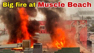 Big Fire at Venice Muscle Beach California Bike store Burnt down [upl. by Aicul]