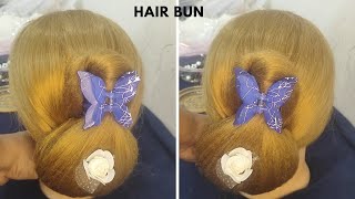 Easy juda with clucher Cute bun hair style F wedding for long hairhairstyle clucher bunhair [upl. by Leontina]