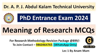 Meaning Of Research  PhD Entrance Exam  Dr APJ Abdul Kalam Technical University [upl. by Tila340]