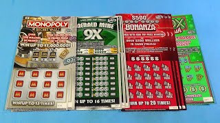 SAT BIG GAME 171 MONOPOLY EMERALD MINE 500 BONANZA FL Lottery Scratch Tickets [upl. by Eiramave]