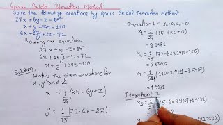 Gauss seidel method  Iterative method [upl. by Cirederf710]