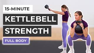 15Minute Beginner Kettlebell Workout All Standing No Repeat [upl. by Cort]