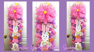 🐇EASTER YARDSTICK DOOR SWAG WREATH CENTERPIECE GARLAND DIY FOR SPRING 🌼DOLLAR TREE CRAFTS DIYS [upl. by Saum326]