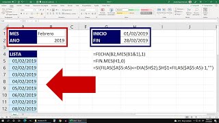 Cómo Crear una Lista Automática de Fechas por Mes y Año en Excel [upl. by Turoff856]