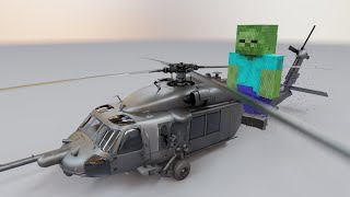 Atomic Ragdolls  Minecraft Zombies VS HELICOPTER realistic molecular ragdoll simulation [upl. by Inahet]