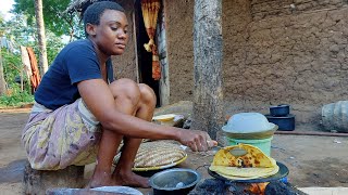 African Village Life of Our Traditional Family on a Rainy EveningCooking Delicious Butternut Bread [upl. by Puklich]