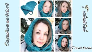 SnoodCapuche au tricot▫️Style moderne ▫️Tutoriel détaillé ▫️Tricot facile ▫️Knitted hood [upl. by Betthel]