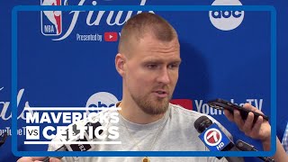 Kristaps Porzingis talks Game 2 leg injury discusses availability for Game 3 of 2024 NBA Finals [upl. by Jemena861]