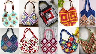 Fanciful Boho Chic Granny Square pursebag amp tote bags handleFashionDesignerDiycrochetFlower [upl. by Roel]