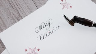 how to write merry christmas in calligraphy  for beginners [upl. by Dnumde]