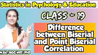 Class19 Difference between Biserial amp Point Biserial Correlation  Statistics InculcateLearning [upl. by Sedecrem]