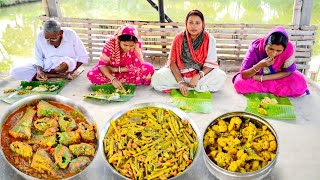 নদীর ভাঙন মাছের তেলঝাল ফুলকপি ডাটার ঘন্ট আর ফুলকপি ভাপা আজ দুপুরের রান্না আর খাওয়া  fish curry [upl. by Fisuoy]