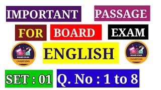 SET  01  Q1 to 8 ENGLISH  CLASS X  PASSAGE FOR BOARD EXAM NCERTCBSE [upl. by Ajed]