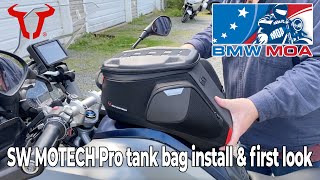 SW MOTECH Pro Tank Bag Install on 2015 BMW R 1200 GS and First Look at features [upl. by Ezitram292]