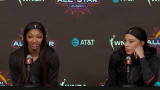 WNBA AllStars pregame Angel Reese and Dearica Hamby [upl. by Airehs195]