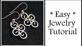 Easy Jewelry Tutorial Simple Swirl Earrings  Wire Wrapping for Beginners [upl. by Yeo439]