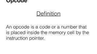 What is an opcode [upl. by Aliam]