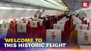 WATCH Air India Pilot Makes Special Announcement As First Flight Under Tata Group Takesoff [upl. by Fayette]