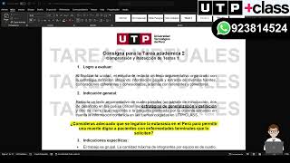 🔴 ACS11 Semana 11  Tema 01 Tarea  Tarea académica 2 TA2 REDACCIÓN DE TEXTOS 1 UTP 923814524 [upl. by Haswell333]