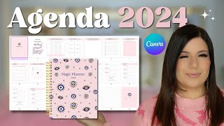 DISEÑA tu propia AGENDA EN CANVA 2024 💕 Te regalo la plantilla [upl. by Heid]