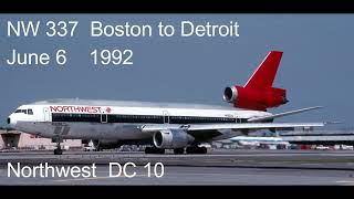 Northwest Airlines 1992 Boston to Detroit DC10 jun 1992 [upl. by Elleynod680]