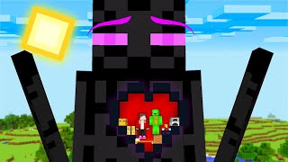 JJ and Mikey build House inside the Heart to Prank Enderman in Minecraft Maizen [upl. by Freddi]