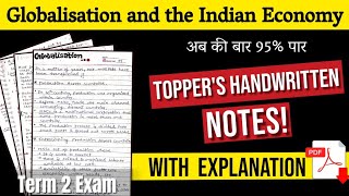 Globalisation and the Indian Economy Notes Class 10th with Explanation  Toppers Handwritten Notes [upl. by Aleirbag]