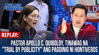 REPLAY  Pastor Quiboloy tinawag na quottrial by publicityquot ang pagdinig ni Hontiveros  Oct 24 2024 [upl. by Anairad]