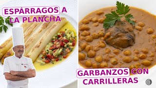 ESPÁRRAGOS a la plancha con vinagreta  GARBANZOS con carrilleras  Arguiñano [upl. by Ellerihs]